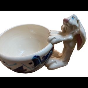 Ceramic hand made bunny cup signed